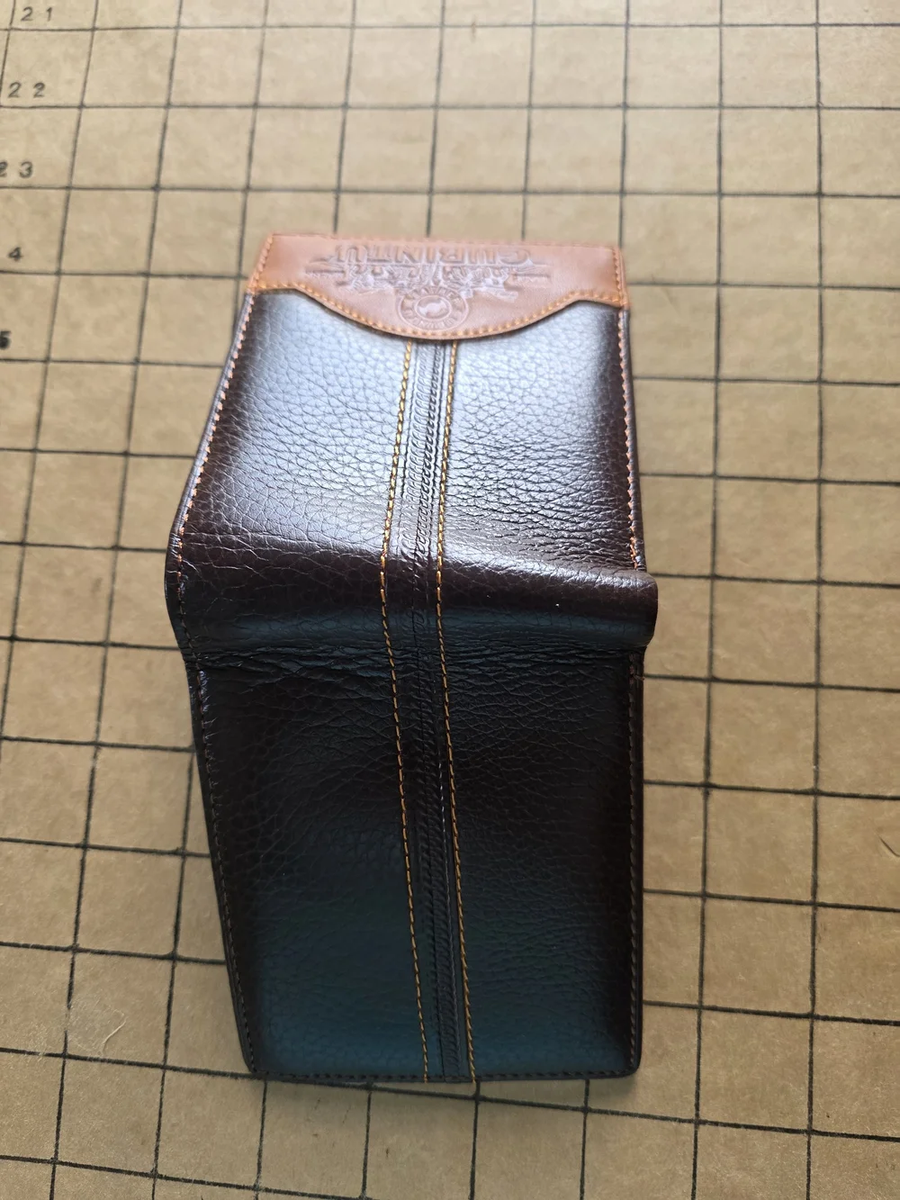 GUBINTU Brown Two‑Tone Leather Bifold Wallet  Multi‑Card Slots & ID Window